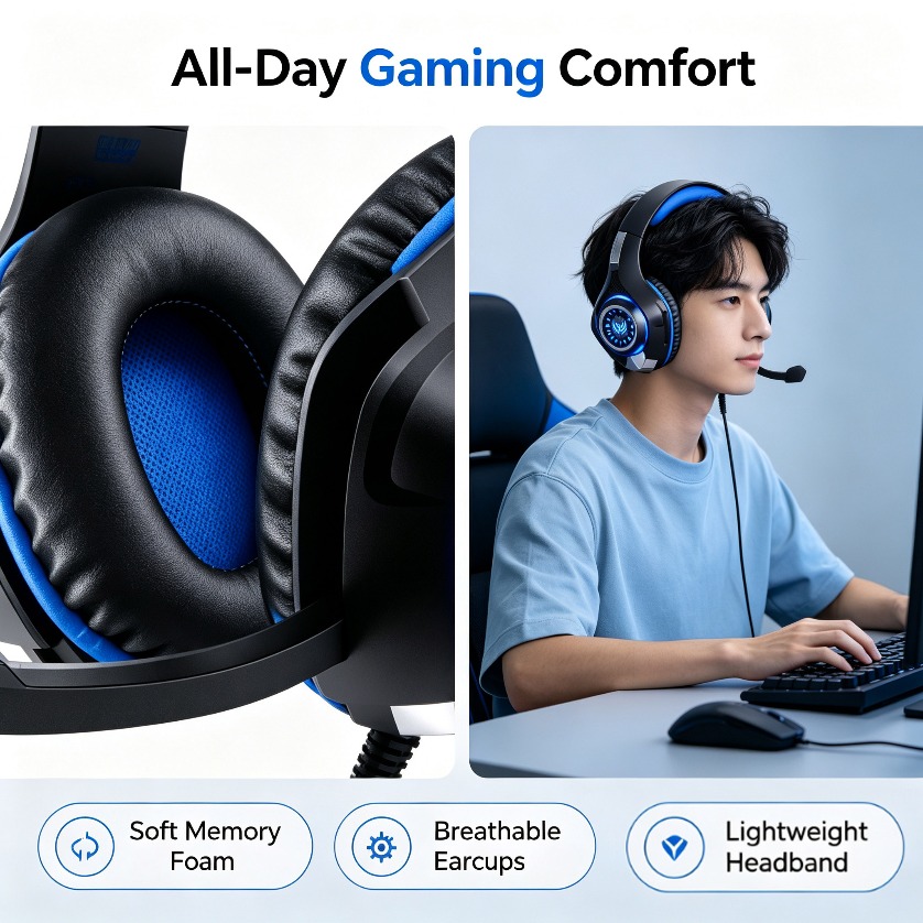Gaming Console Headset - Auriculares Estéreo para Juegos con Micrófono,